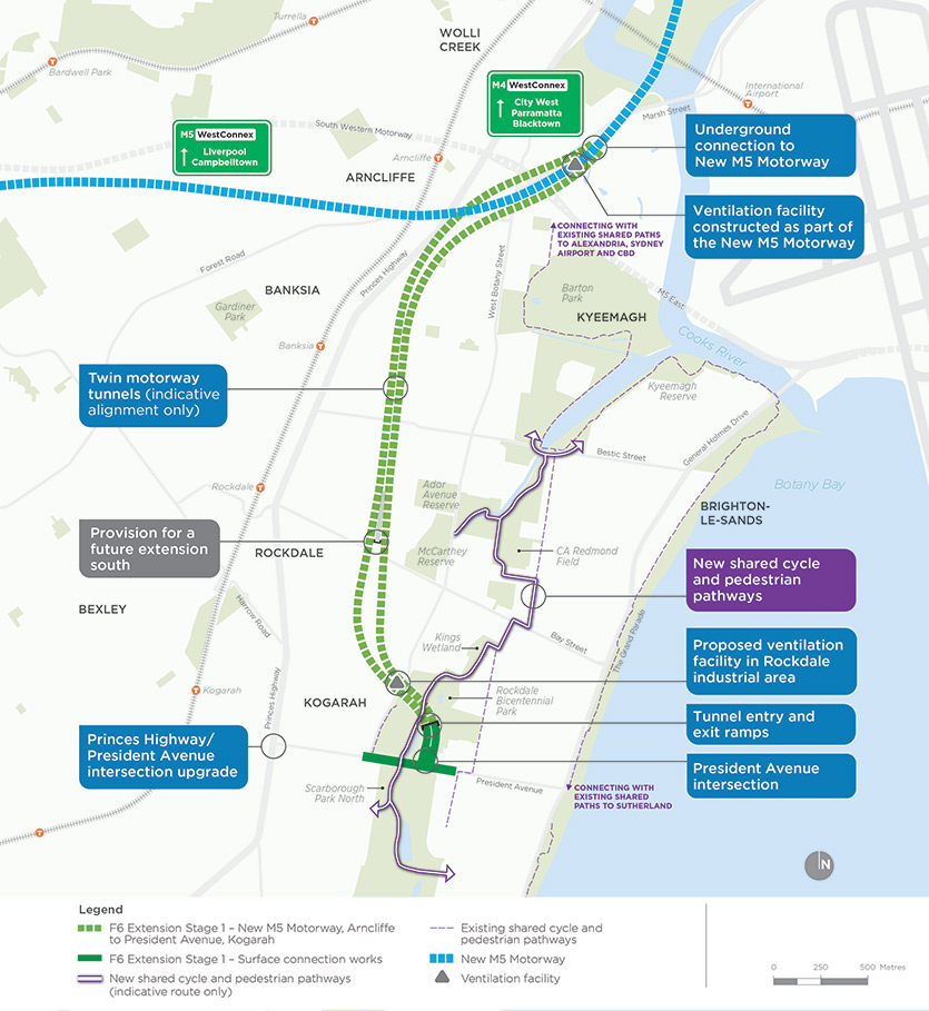 M6 Stage 1 project map. Source: Roads and Maritime Services