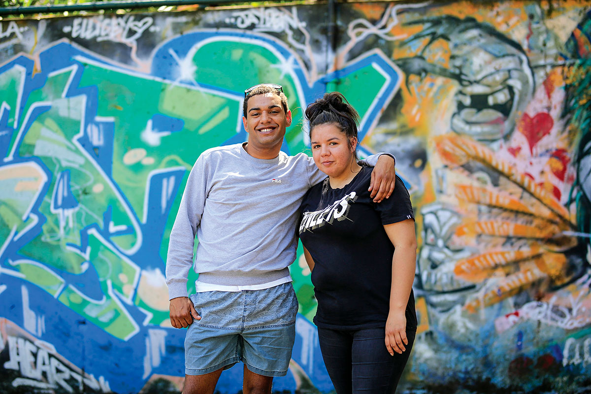 Jai Ord and Minjari Ohara in Waterloo Estate in Redfern, Sydney CBD NSW. Credit: NSW Department of Planning and Environment / Salty Dingo