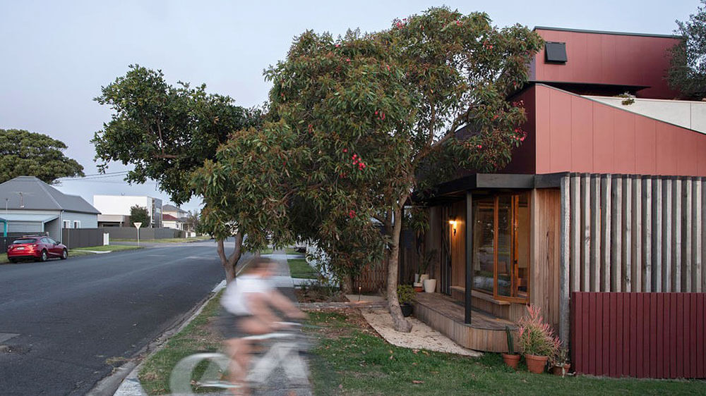 Olive Tree House is half the size of an average Australian home, sits on a site half the area of the average one and provides flexible, rather than large spaces.