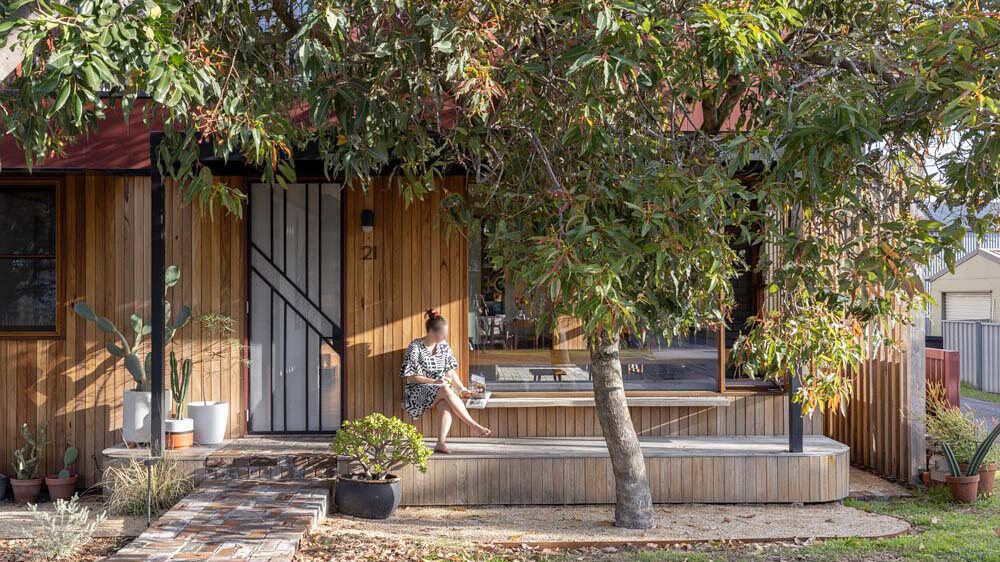 Olive Tree House is half the size of an average Australian home, sits on a site half the area of the average one and provides flexible, rather than large spaces.