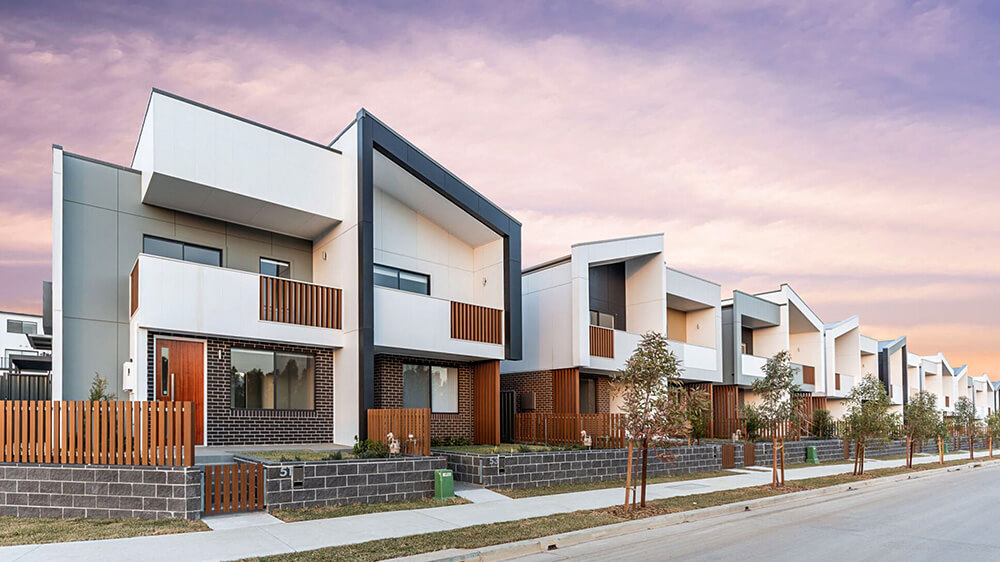 The Avia and Sana development makes the most of a challenging site, offering townhomes, terraces and more affordable apartments. Credit: Burrough Photography. Source: Stockland