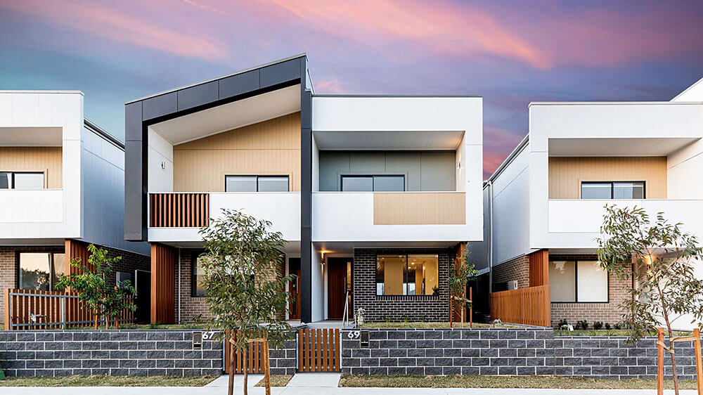 The Avia and Sana development makes the most of a challenging site, offering townhomes, terraces and more affordable apartments. Credit: Burrough Photography. Source: Stockland