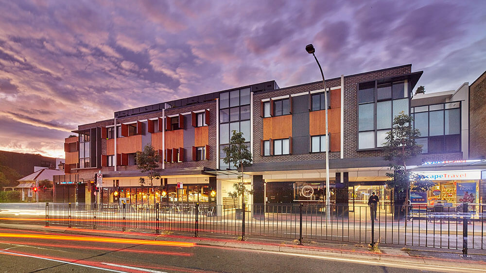 Maison & Deux is a mixed-use development designed as a catalyst to revive Hunters Hill village and create a vibrant town centre. Credit: Tyrone Branigan. Source: Squillace Architects