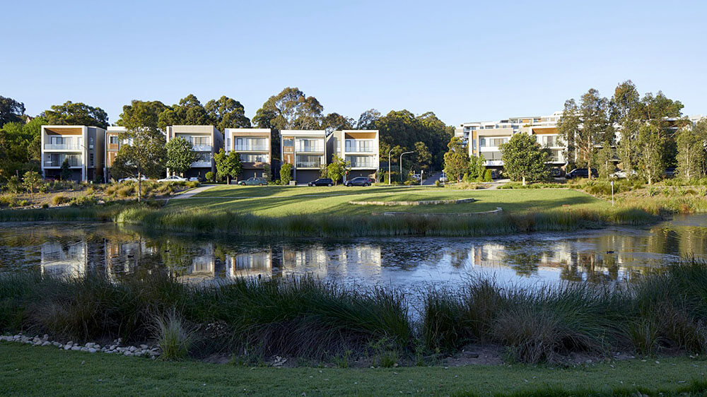 The Putney Hill development in Ryde includes mature trees, parkland and a community garden Credit: Martin Mischkulknig. Source: Cox Architecture