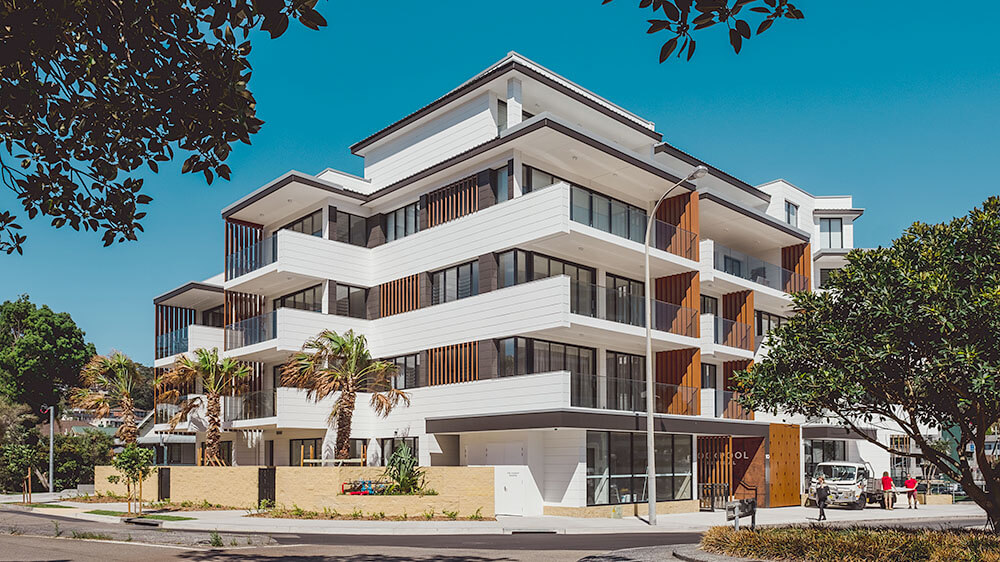 Rockpool Apartments mediates between 2-storey private residences to the south and more substantial developments towards Terrigal’s business district. Credit: Damien Furey. Source: CKDS Architecture