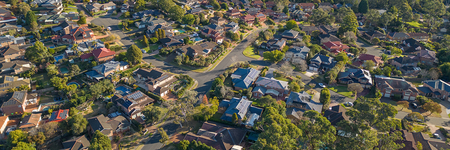 Aerial view of housing in Cherrybrook NSW. Credit: Bill Code/DPHI