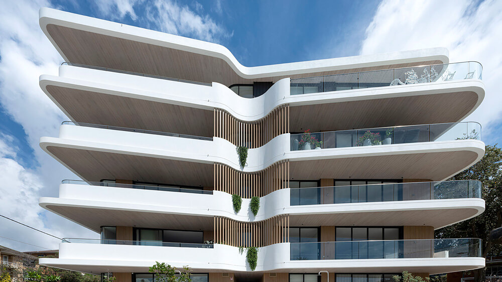 The 9 apartments developed at Contour in Cronulla combine coastal lifestyle with urban living, contributing to local biodiversity through native landscaping. Credit: Tom Ferguson. Source: PBD Architects