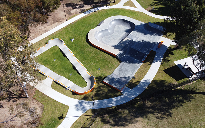 New paths, shelters and skate ramps in Cunningham Park, Gwydir Shire.