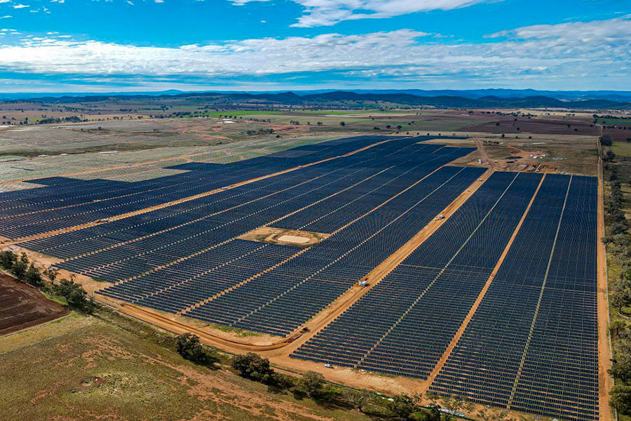 Solar farm supporting the use of renewable energy.