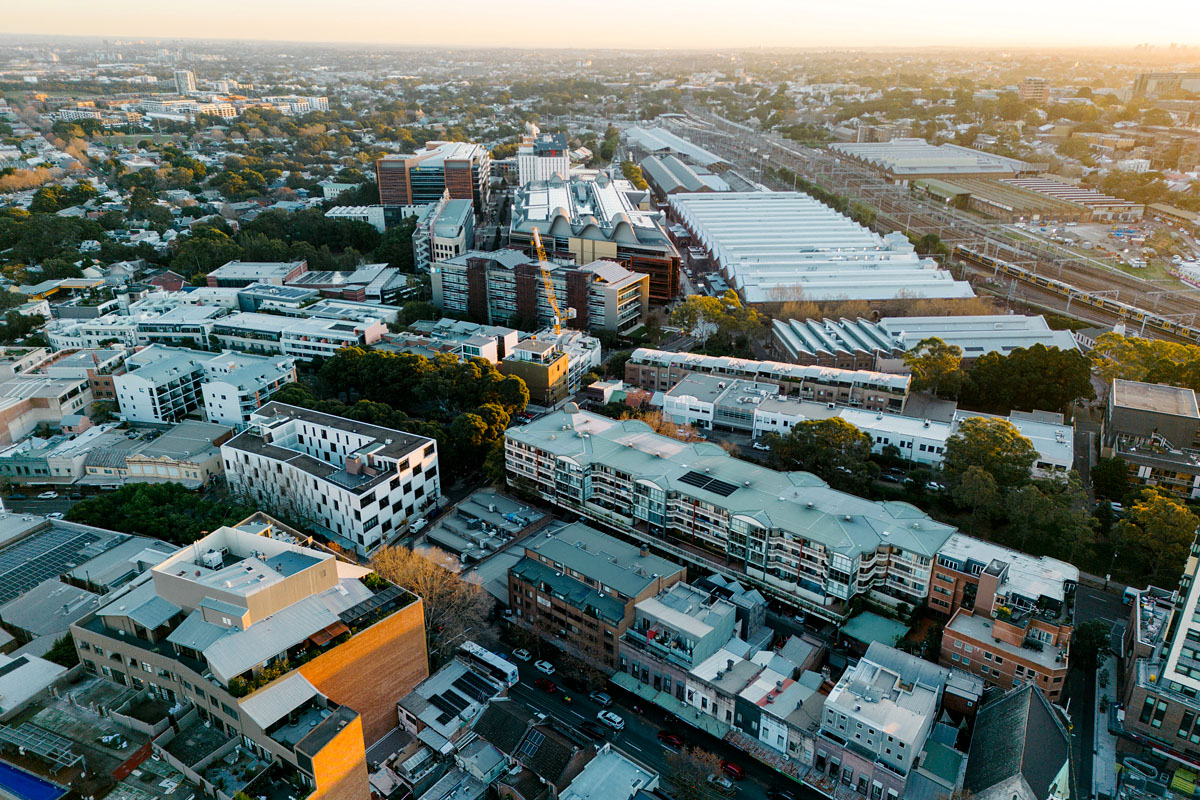 Aerial view over Redfern NSW. Credit: Bill Code/DPHI