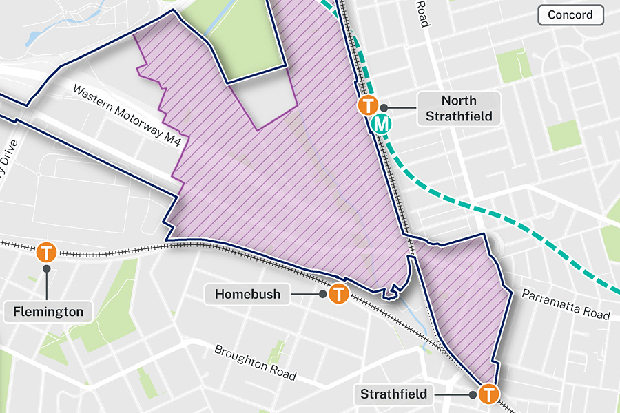 Homebush TOD Accelerated Precinct boundary map preview