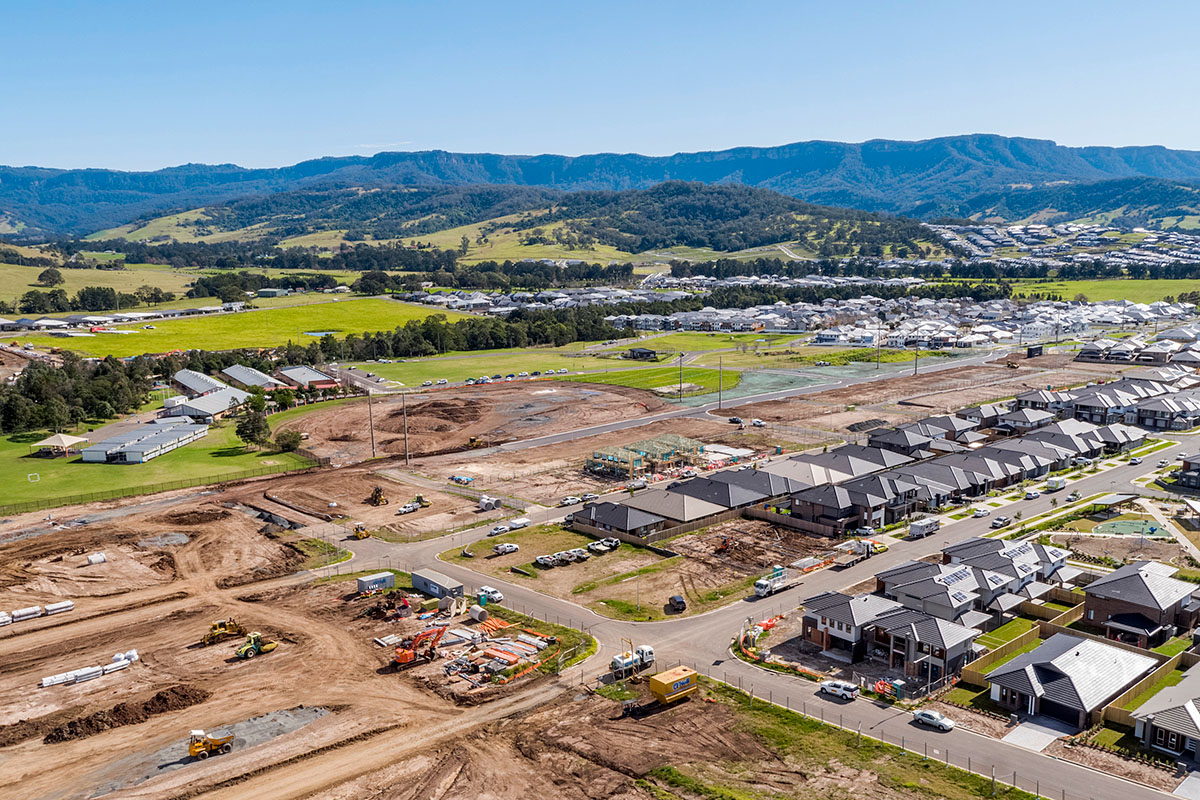 A birds-eye view of a residential subdivision under construction at Tullimbar, NSW. Credit: NSW Department of Planning, Housing and Infrastructure