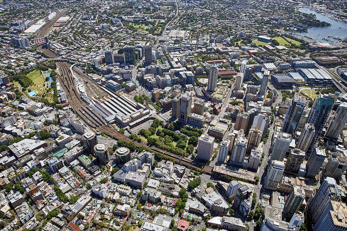 Aerial view looking down on Central Station. Credit: Virtual Ideas