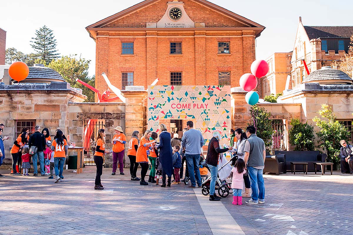 People gathering at an event at Macquarie Street, Sydney. Credit: James Horan / Government Architect NSW