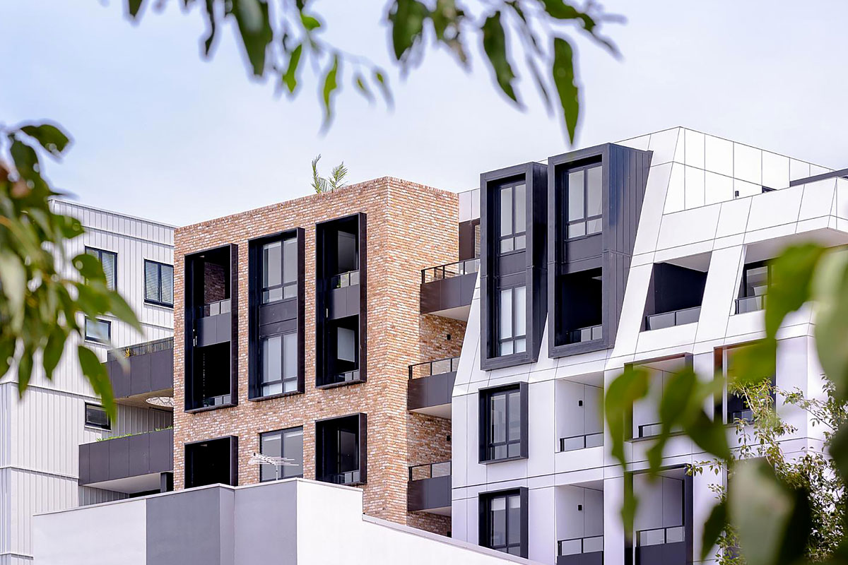 Top levels of the Lumina Apartments, Penrith. Credit: Ben Guthrie / Government Architect NSW