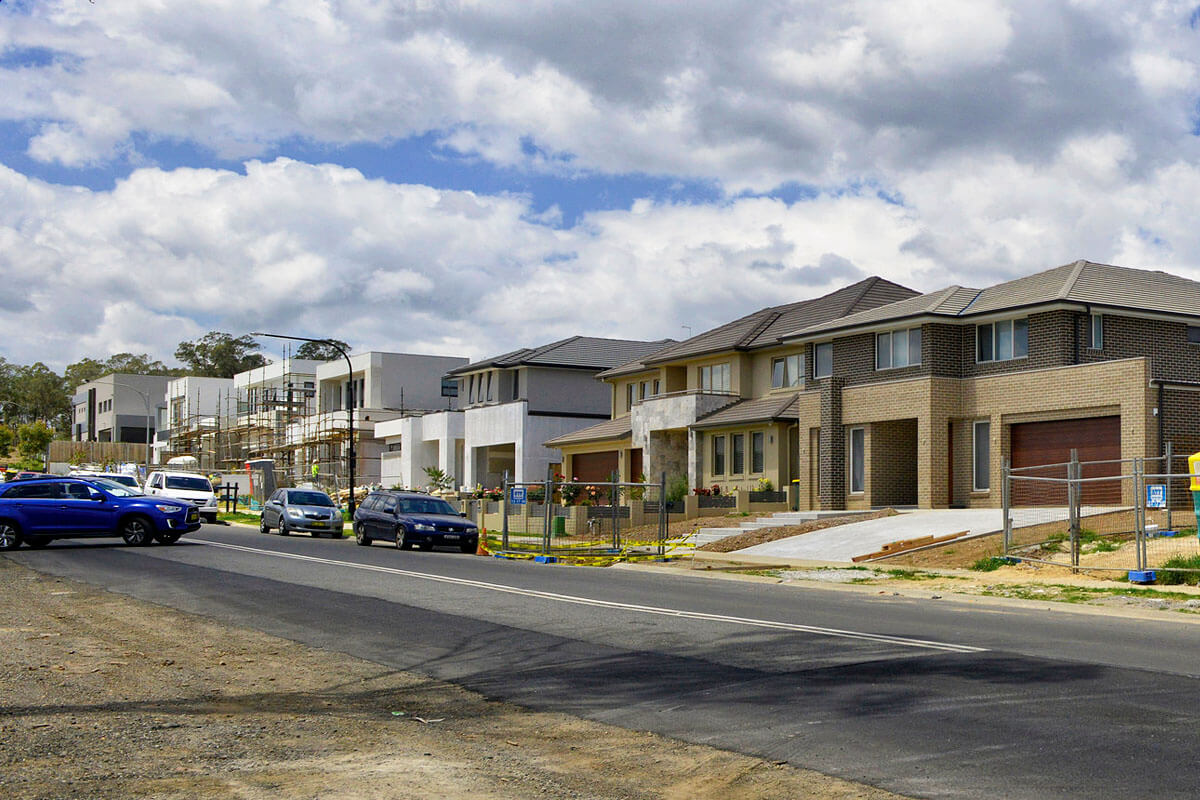 Property development amongst completed homes in residential area in Bella Vista, North West Sydney NSW. Credit: NSW Department of Planning and Environment / Adam Hollingworth