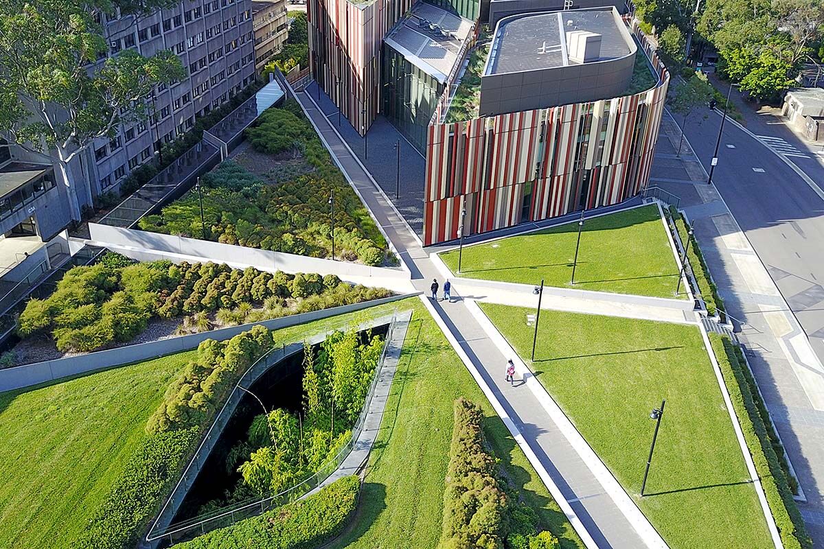 Campus panorama of Macquarie University, Sydney. Credit: NSW Department of Planning and Environment / Salty Dingo