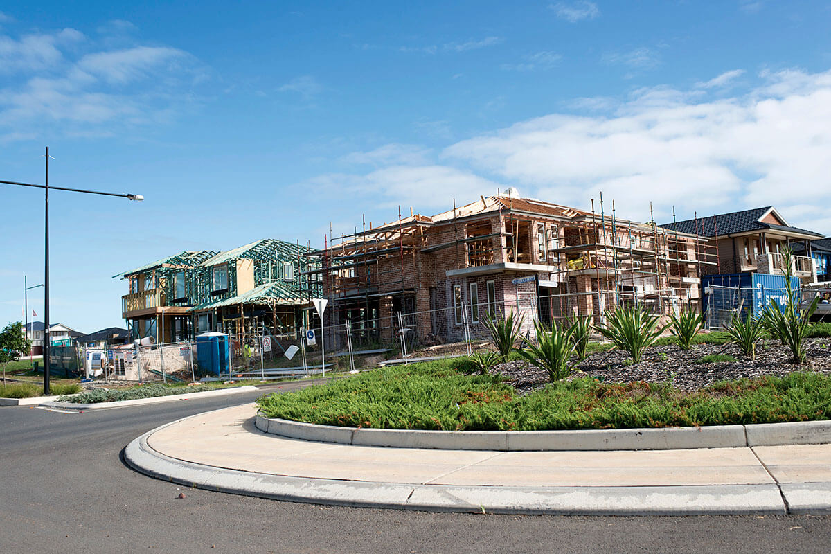 New housing under construction. Stonecutters Ridge, Sydney, NSW.