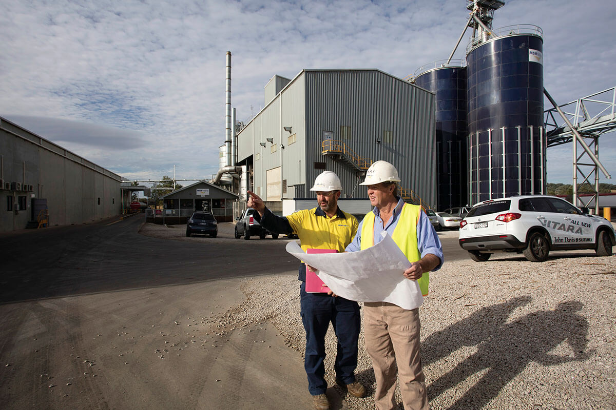 Owner of MSM Milling discusses plans in Manildra, located halfway between Orange and Parkes in the Cabonne Shire of NSW. Credit: NSW Department of Planning, Housing and Infrastructure/Quentin Jones